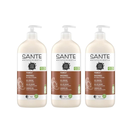 PACK 3 X Gel de ducha Bio de coco y vainilla Sante 950 ml