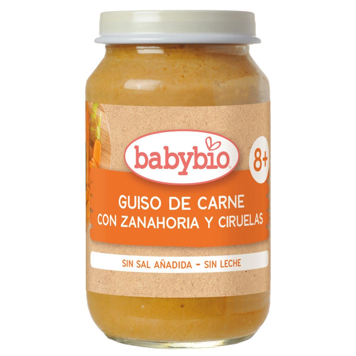 Pack 3 unidades potito de guiso de carne con zanahoria y ciruelas Babybio 200 g