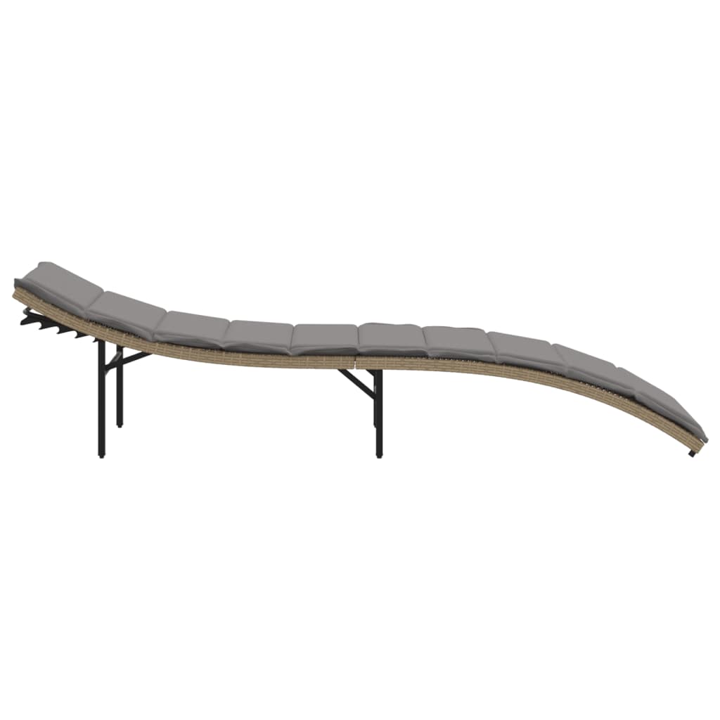 Tumbona Con Cojín Ratán Sintético Beige 55x199x50 Cm / Vetonek_5