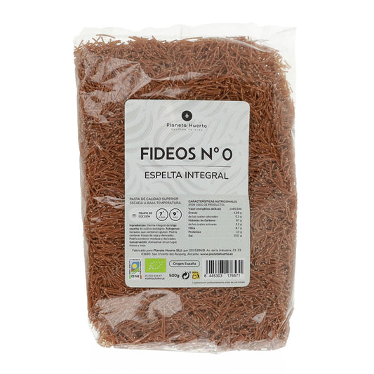 Fideos nº0 de espelta integral ECO Planeta Huerto 500gr