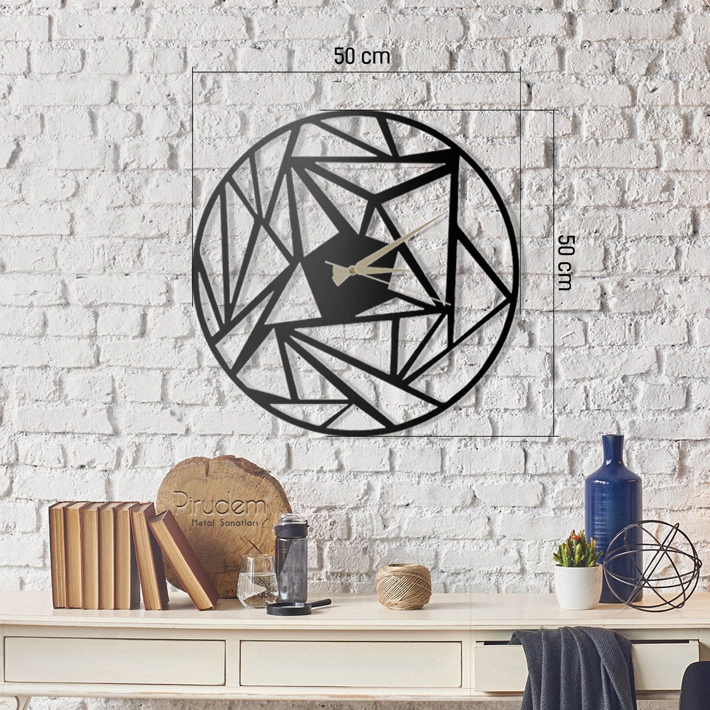 Reloj De Pared Metal Estilo Geométrico_4