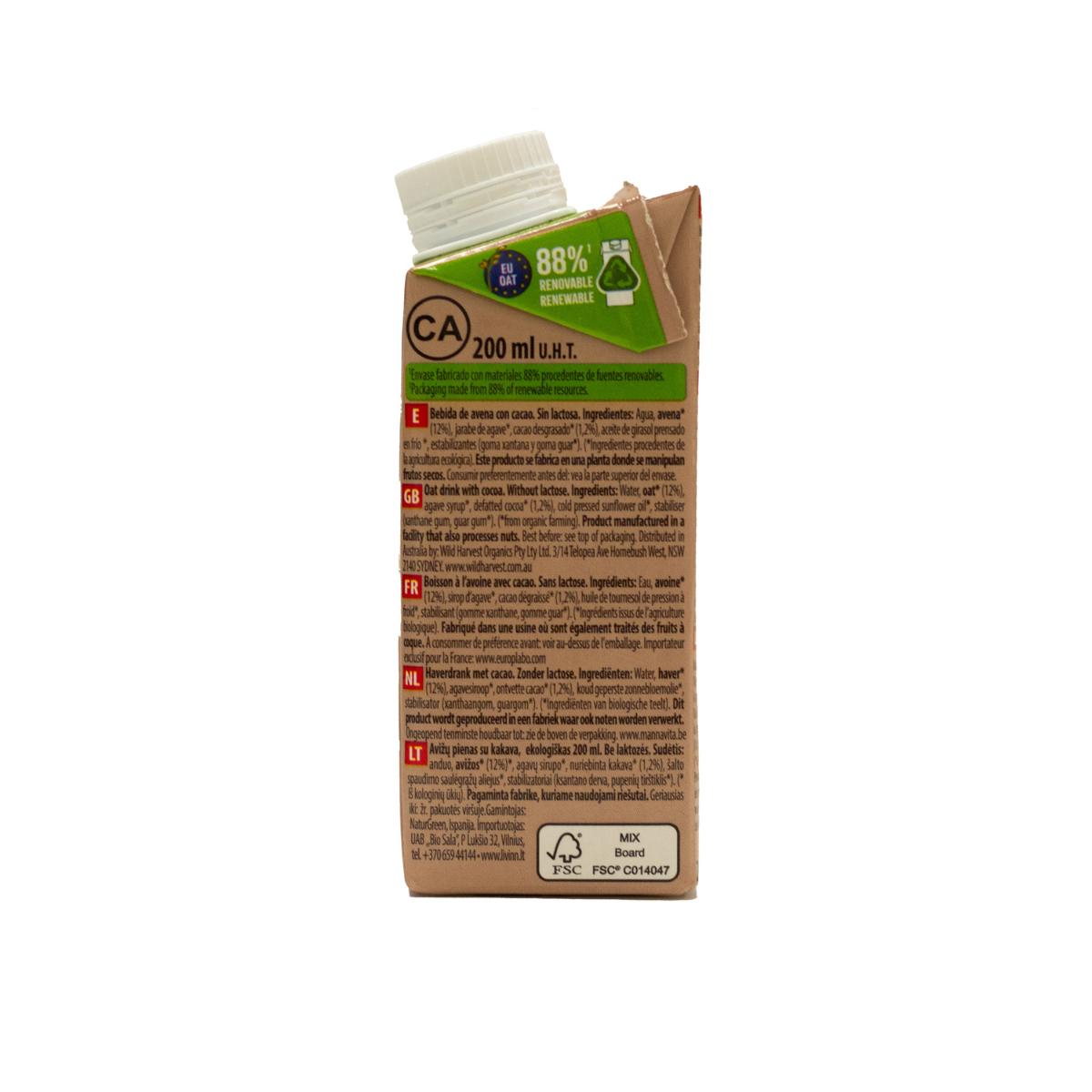 Bebida de Avena Cacao NaturGreen 200 ml