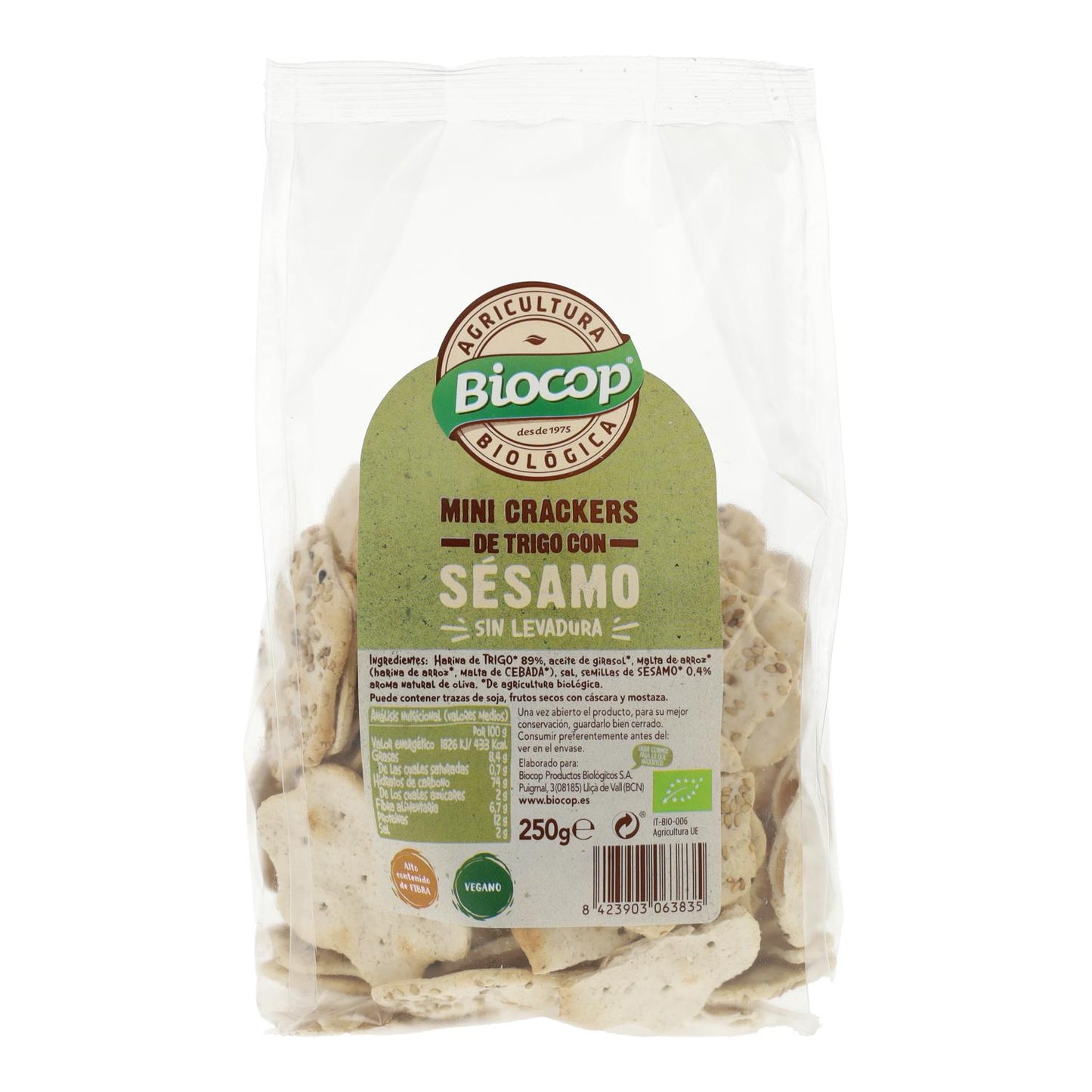 Mini Crackers de Trigo con Sésamo Biocop 250 g