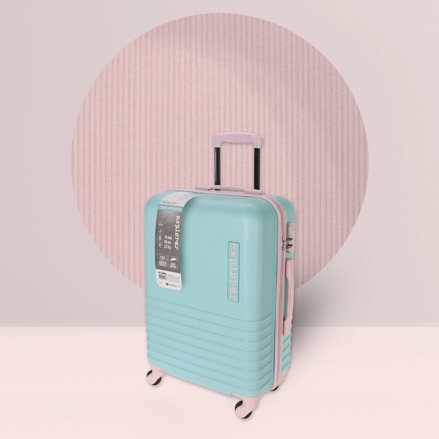 Well Home Maleta En Abs 4 Ruedas Color Menta Y Rosa 33,5x22x53cm_2