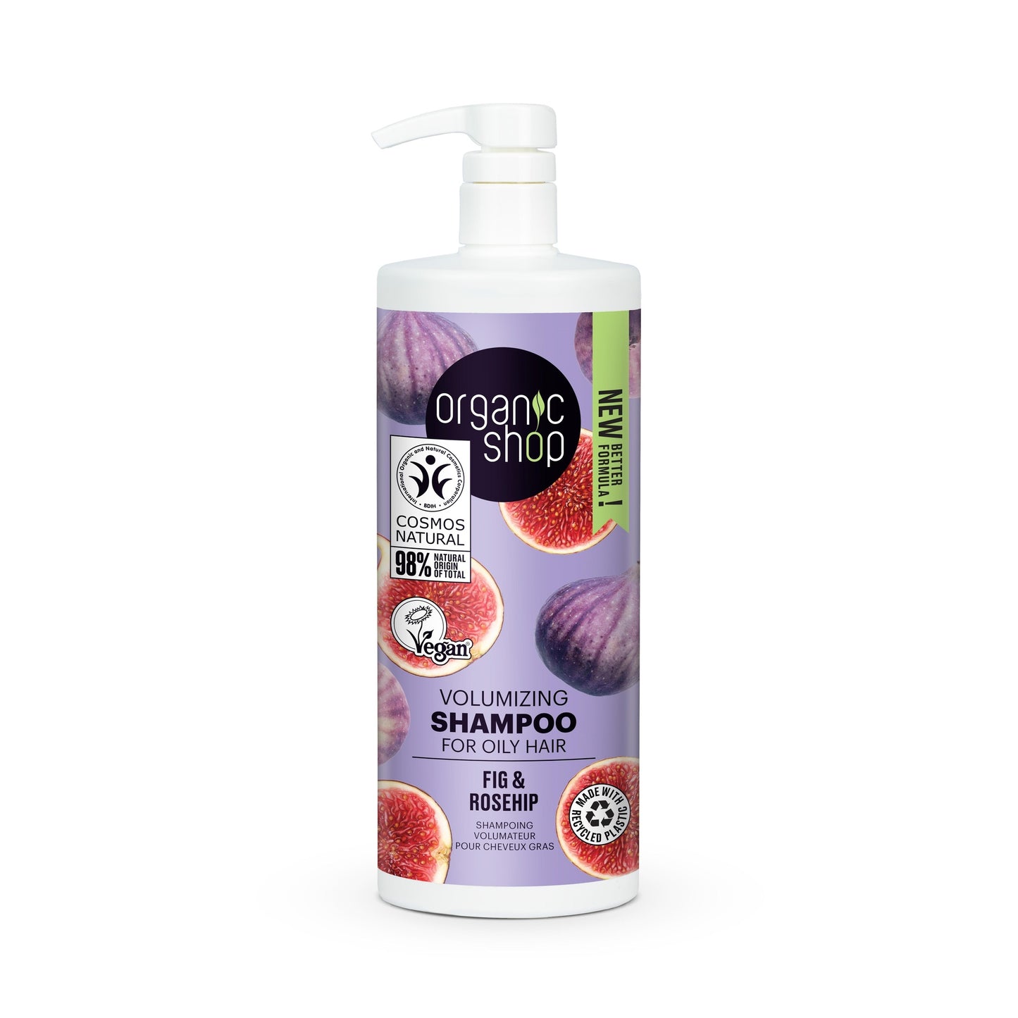 Champú volumen para cabello graso higo y escaramujo Organic Shop 1000 ml