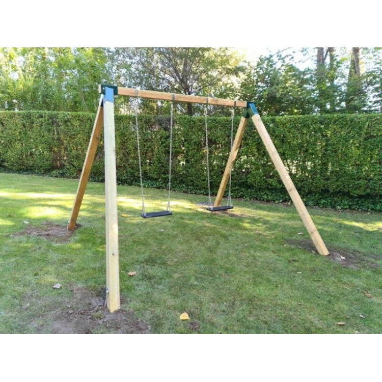 Columpio Doble De Madera Cuadrada Masgames Karai Deluxe Adultos (caucho Y Cadenas).