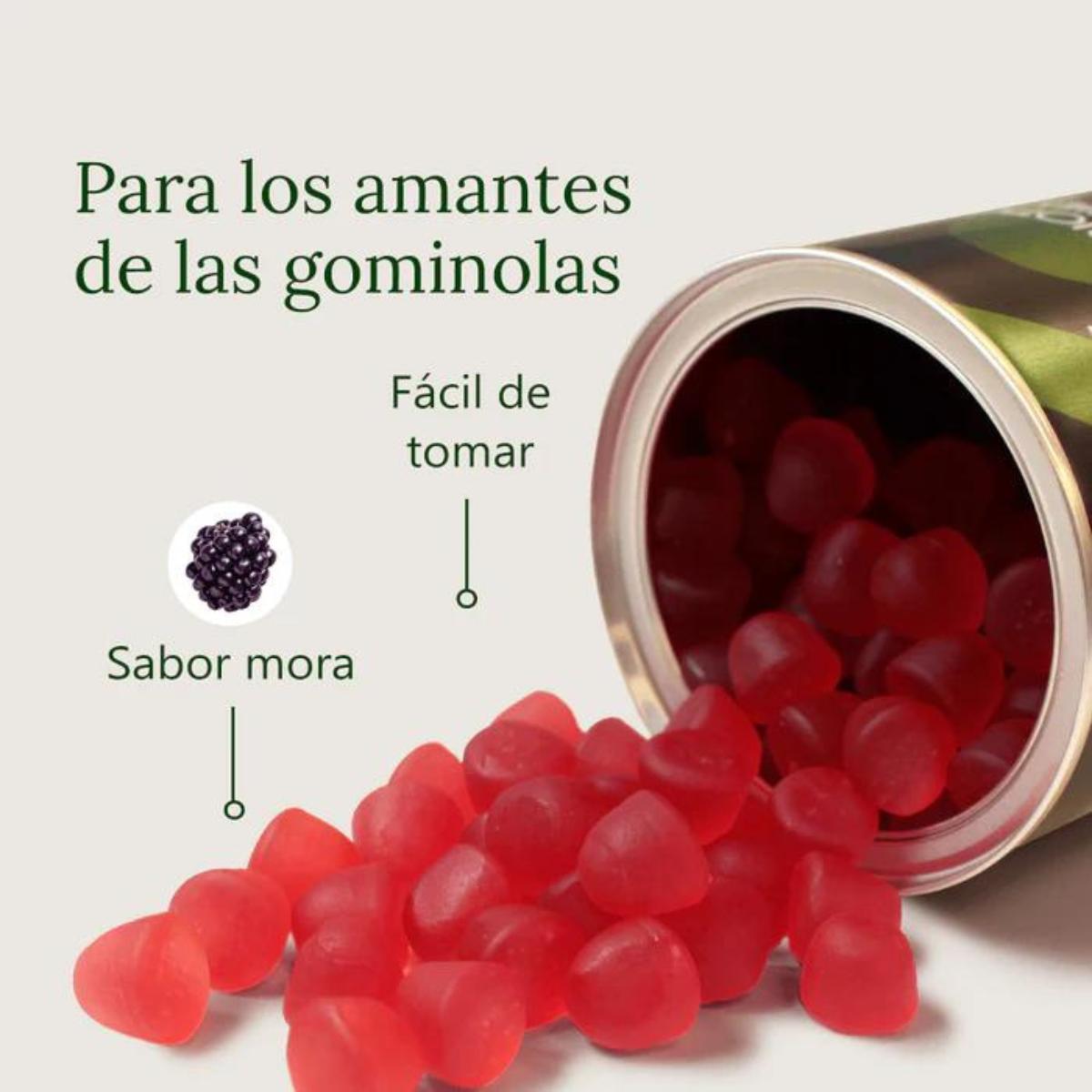 Probióticos con vitaminas en gominolas sabor mora Aldous Bio 120 gominolas