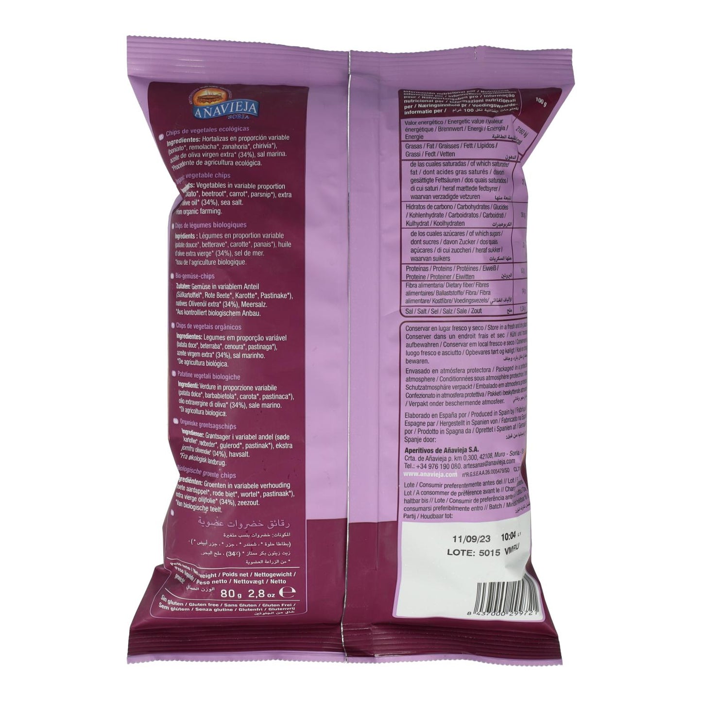 Chips Vegetales en AOVE Añavieja 80 g