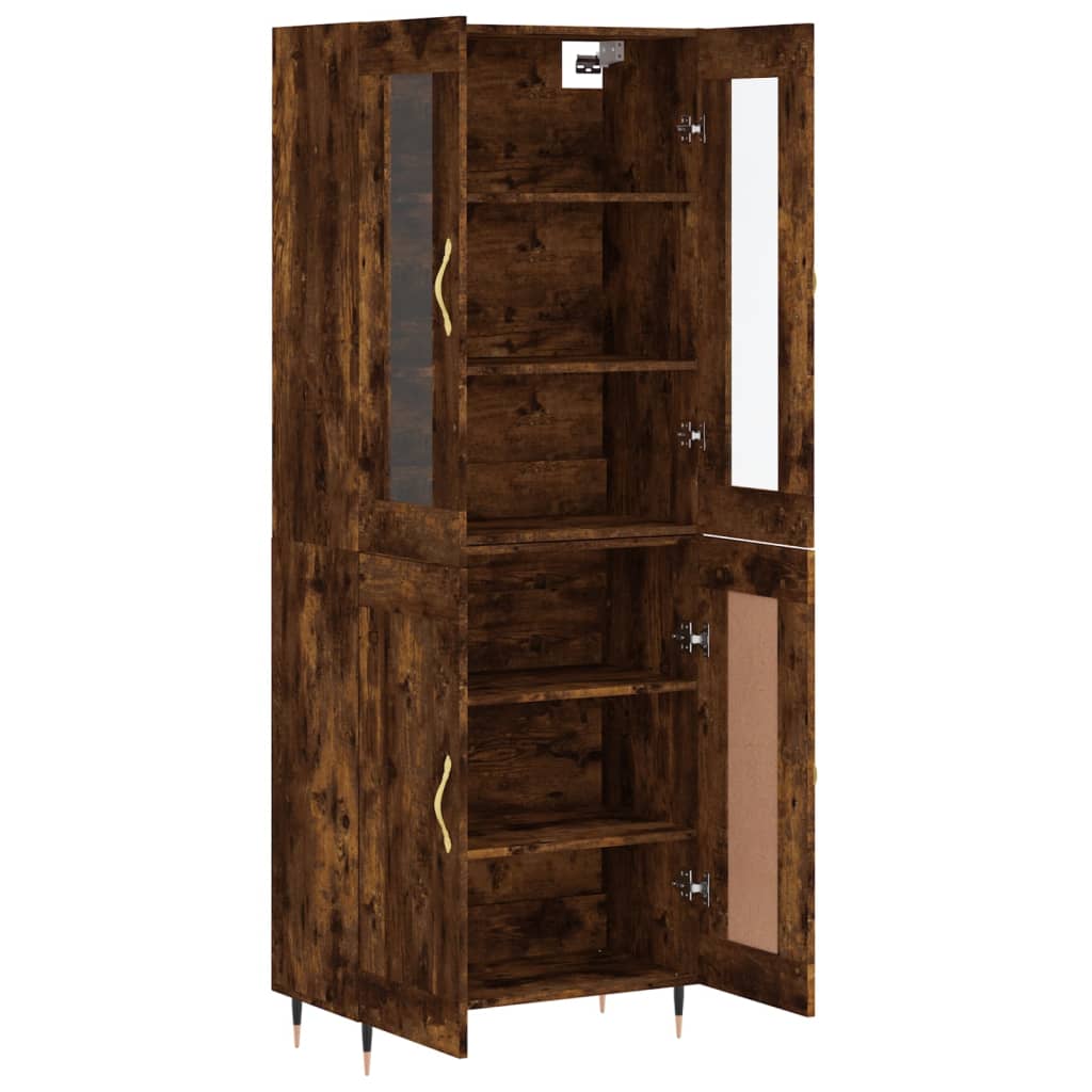 Aparador Alto Madera Contrachapada Roble Ahumado 69,5x34x180 Cm_3