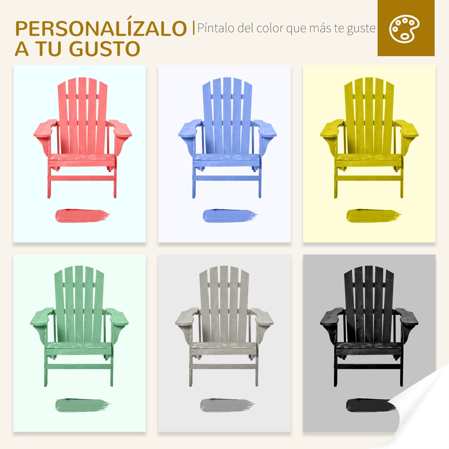 Outsunny Silla Adirondack De Madera Carga 150 Kg 78x89x88 Cm Gris Claro_5