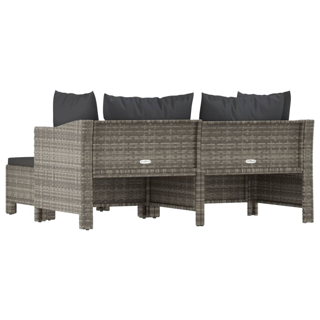 Vidaxl Set De Muebles De Jardín 3 Pzas Y Cojines Ratán Sintético Gris_5
