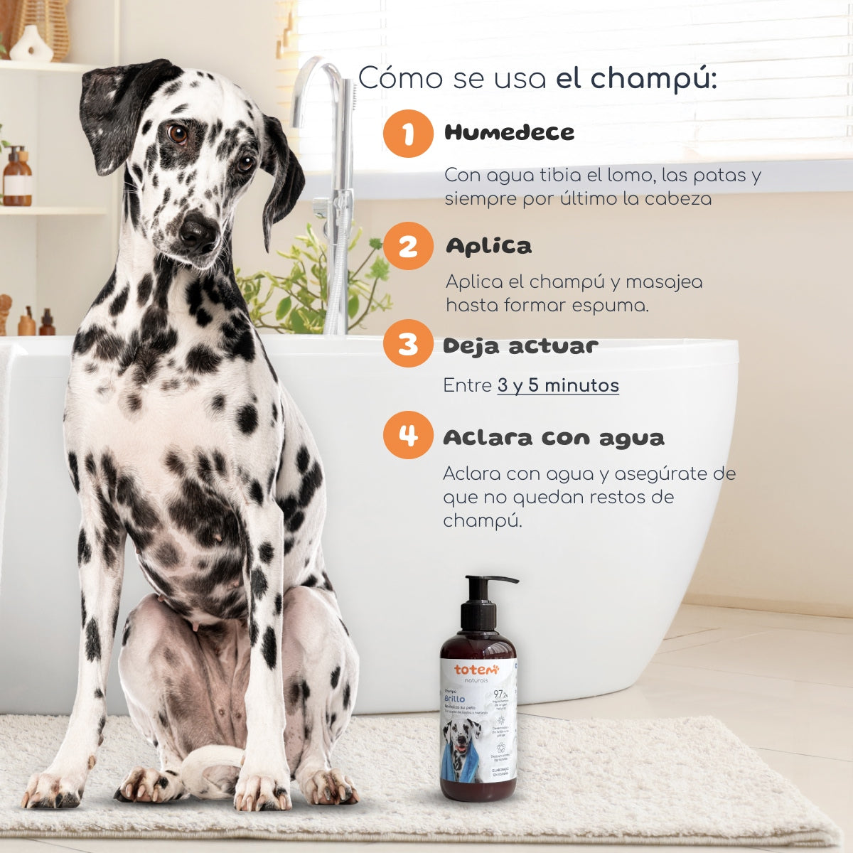 Champú natural para perros suavidad y brillo Totem Naturals 250 ml