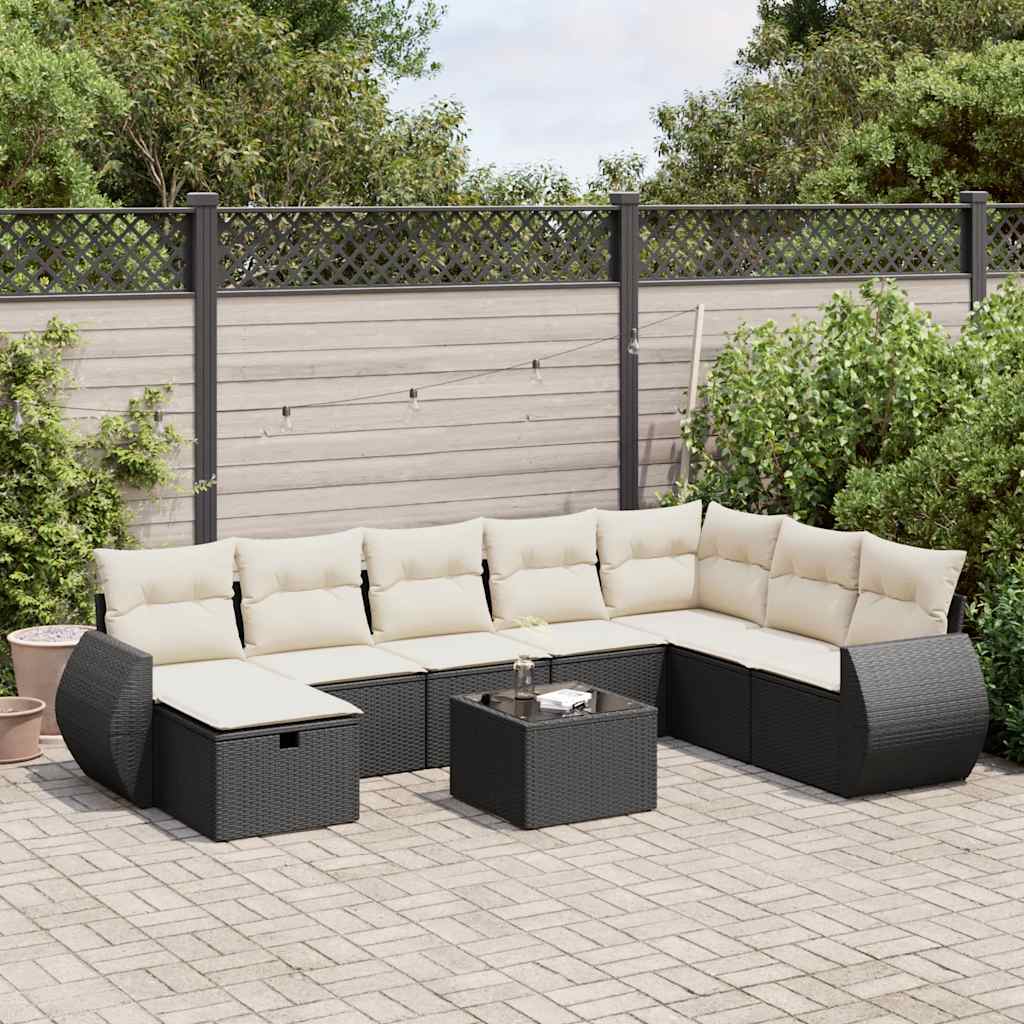 Set De Sofás De Jardín Con Cojines 9 Pzas Ratán Sintético Negro / Vetonek_5
