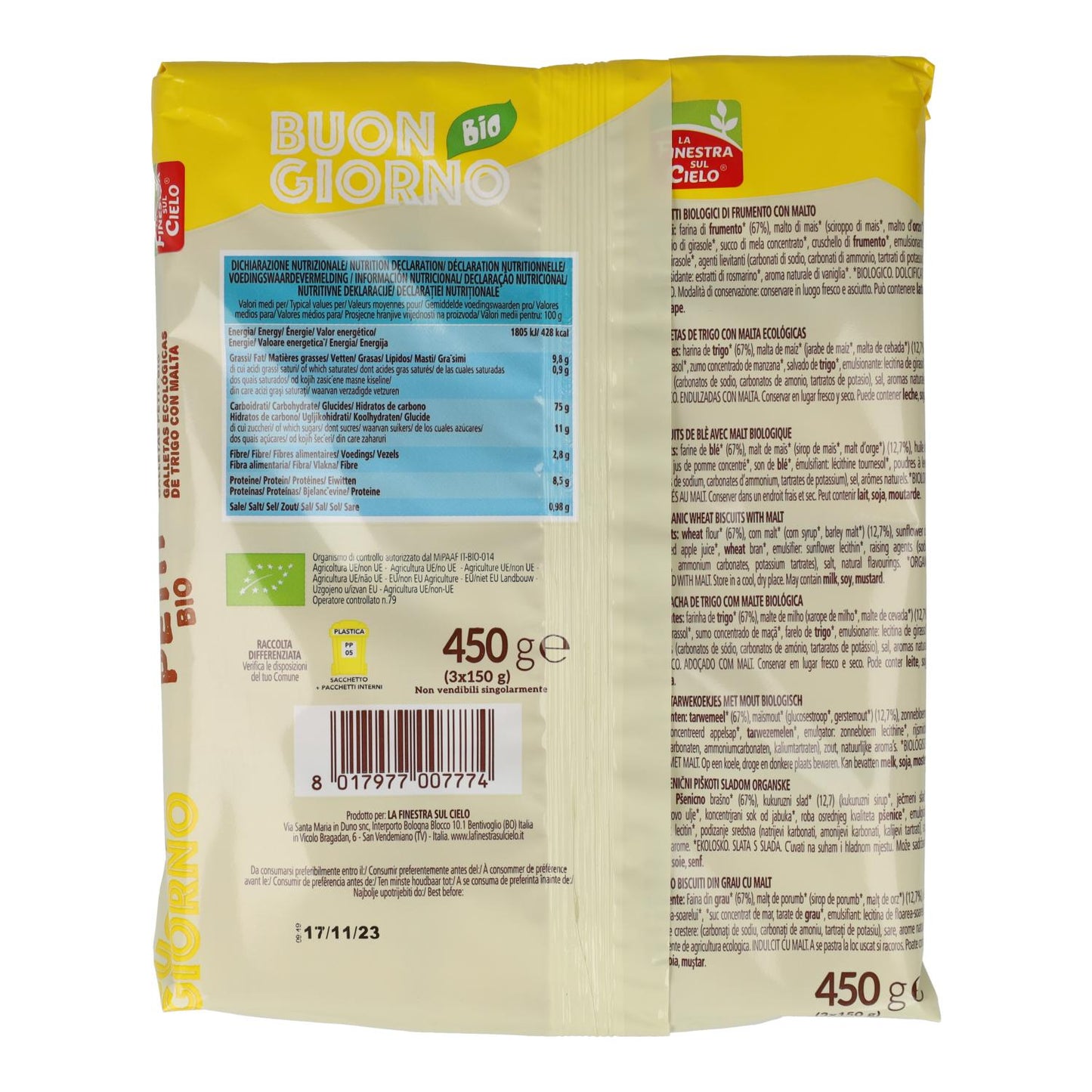 Galletas PETIT  La Finestra Sul Cielo 450 g