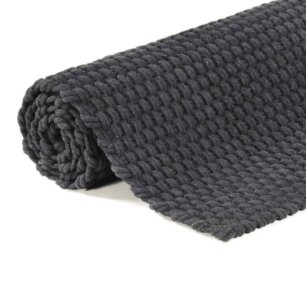 Alfombra Rectangular Algodón Antracita 160x230 Cm / Vetonek_5