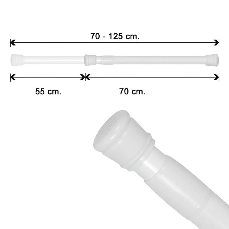 Barra Para Cortina Ducha Extensible Aluminio Blanco 70 A 125 Cm._0