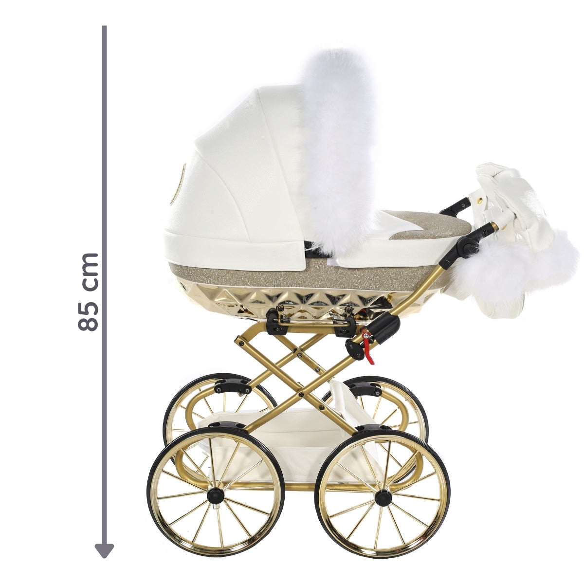 Carro De Muñecas Hand Craft Glitter Satin Classic White / Gold