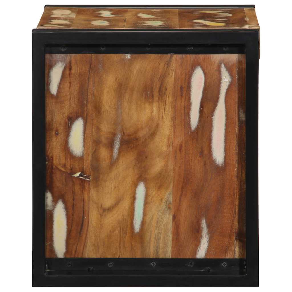 Mesilla De Noche Multicolor 40x35x40 Cm Madera Maciza Reciclada_4