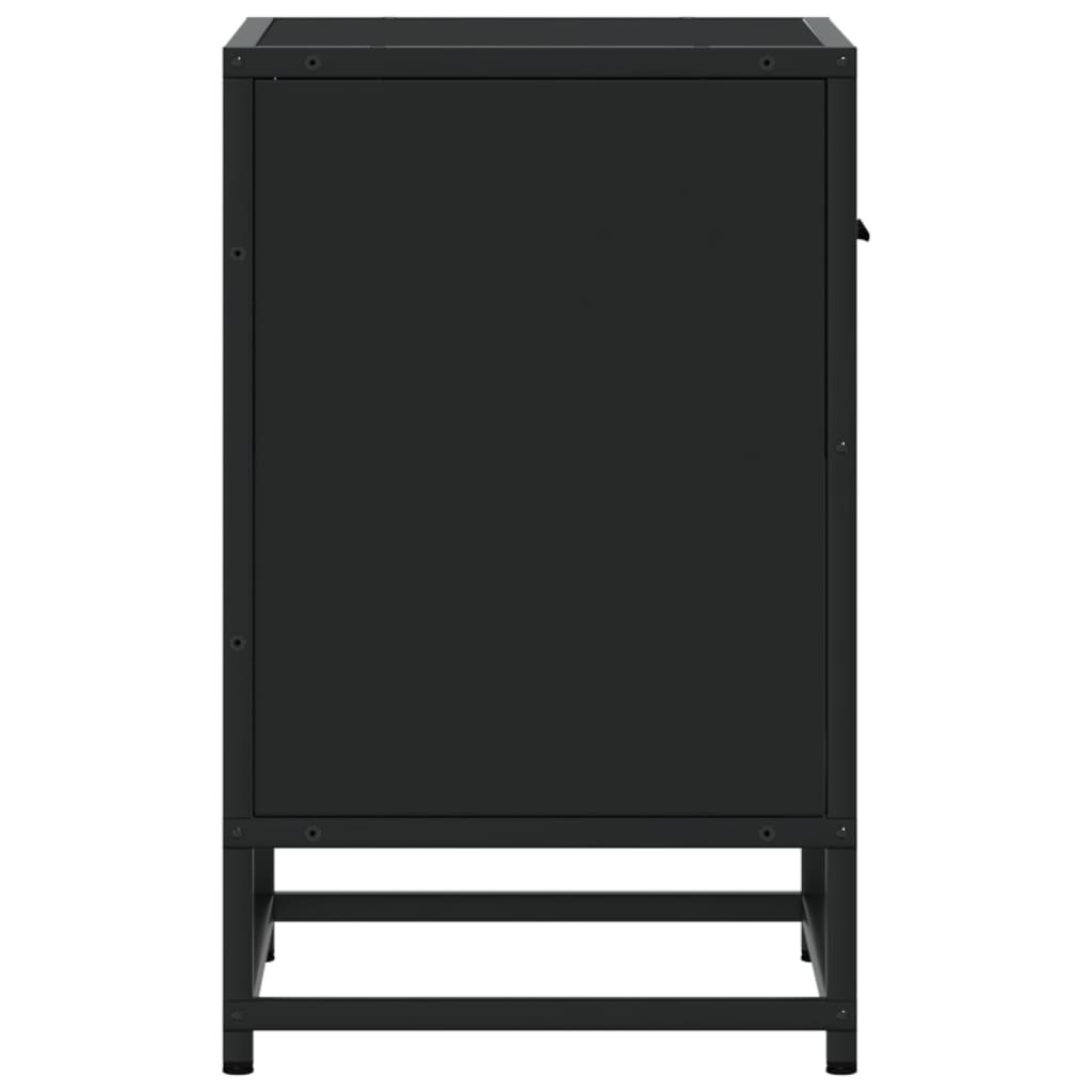 Mesita De Noche Madera Ingeniería Negro 40x31x50 Cm_4