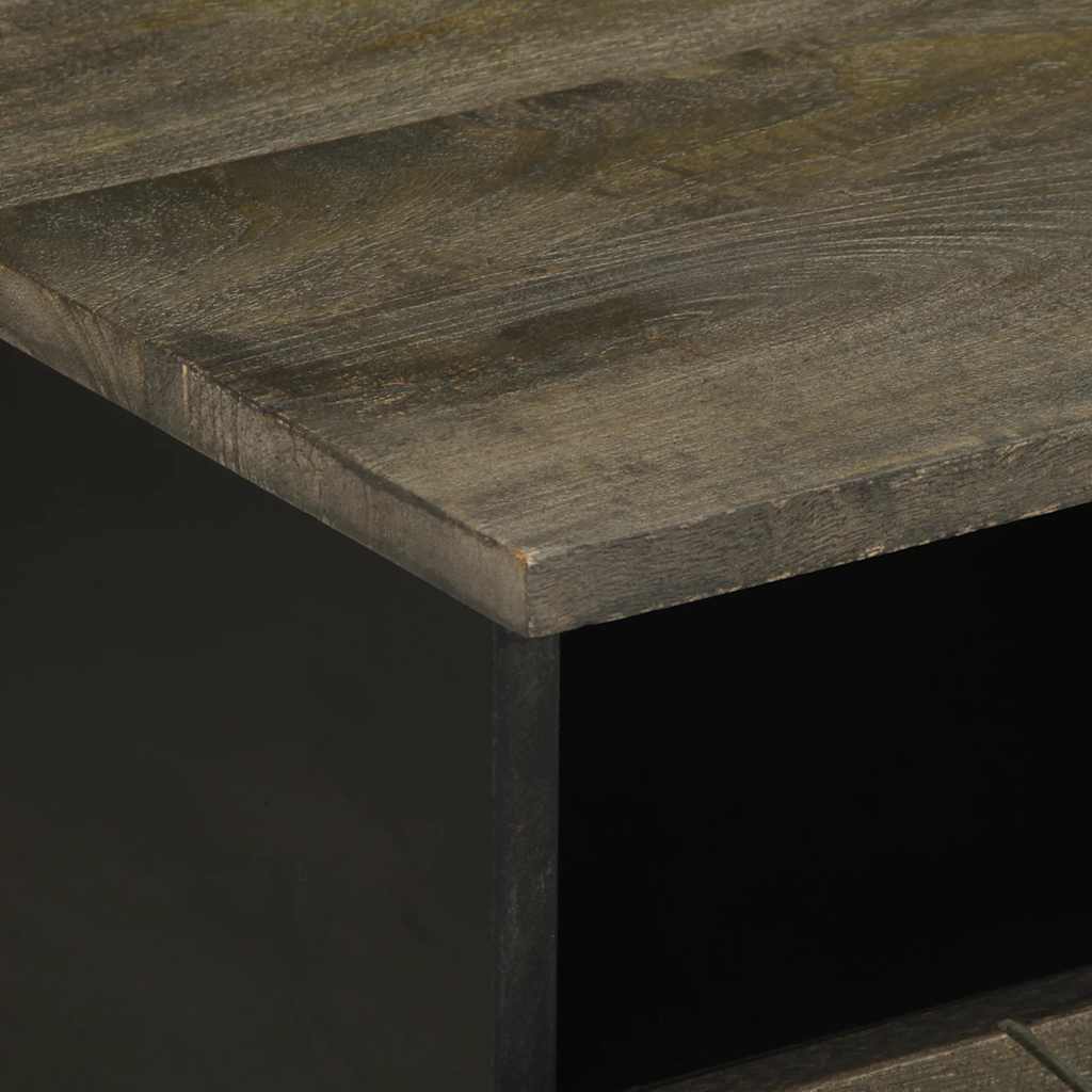 Mesa De Centro Madera Maciza De Mango Negra 80x54x40 Cm_4