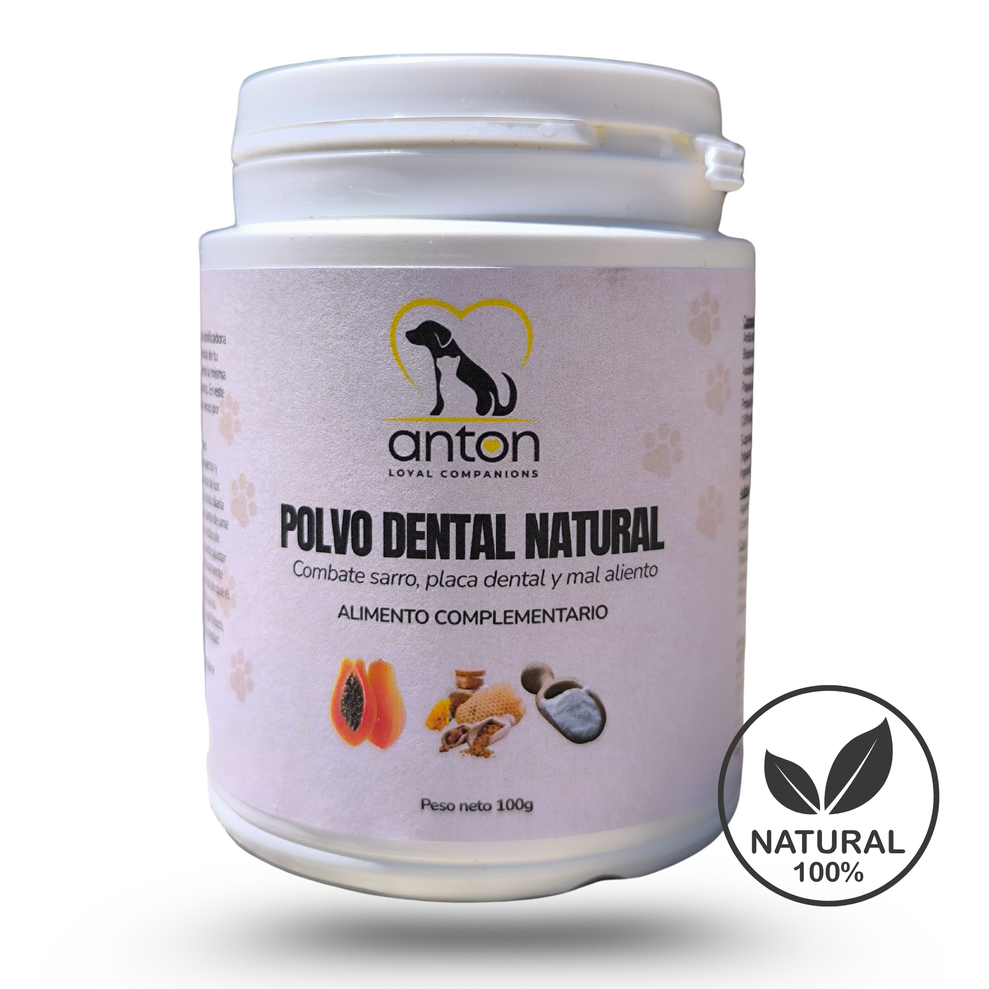 Polvo dental natural para perros y gatos – Combate sarro, placa y mal aliento – 150 g