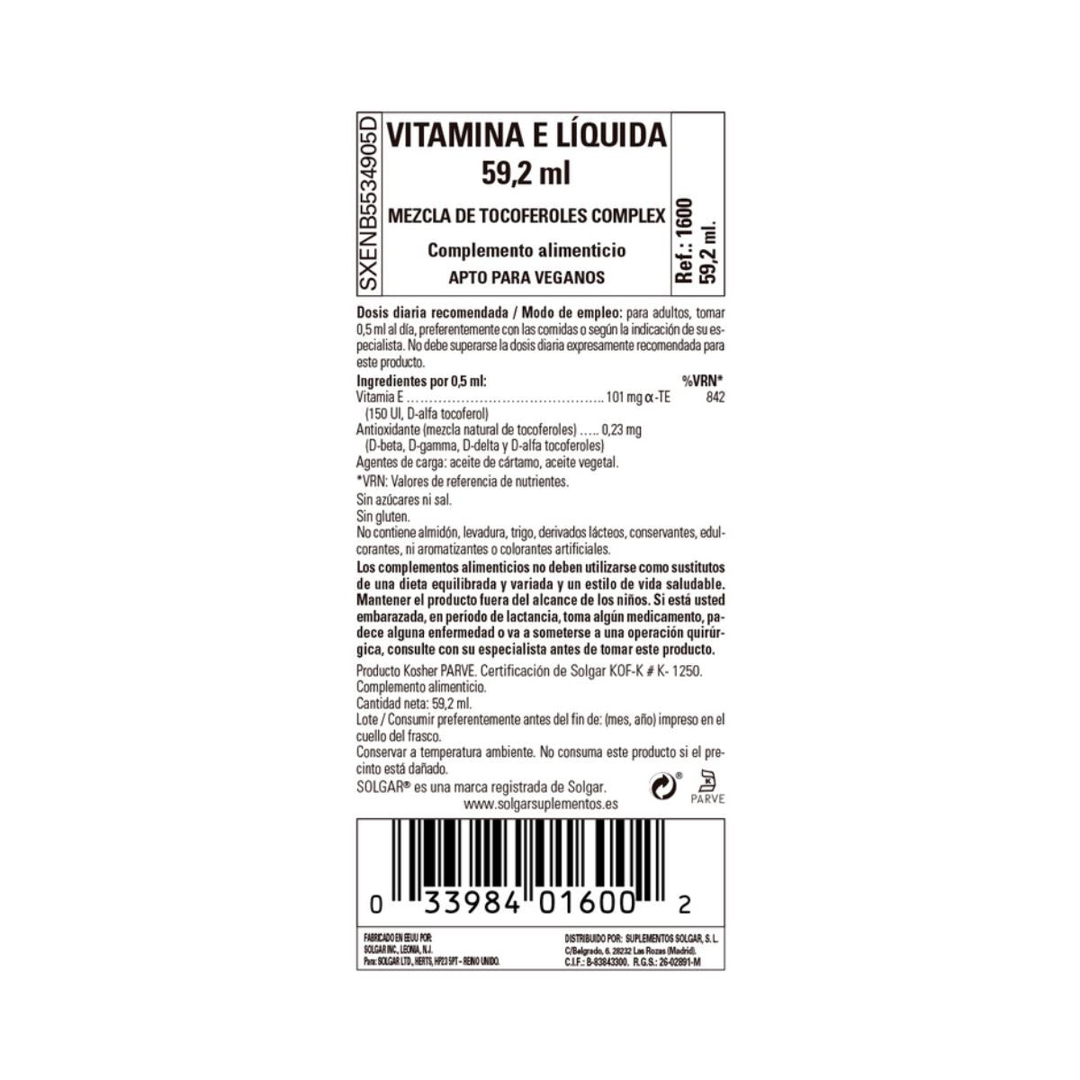 Vitamina E líquida, 59.2 ml