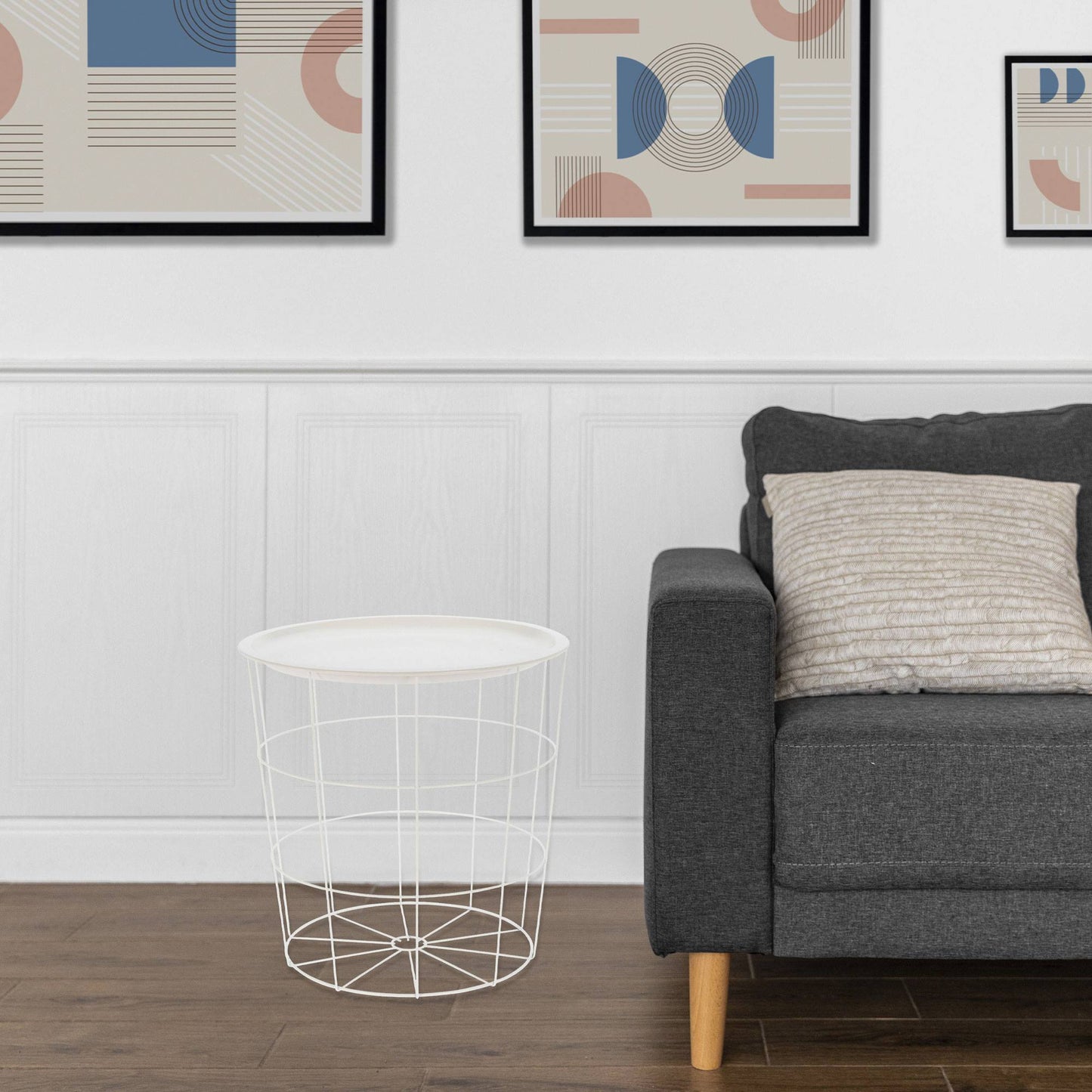 Well Home Mesa Auxiliar En Metal Color Blanco Ø40x40cm