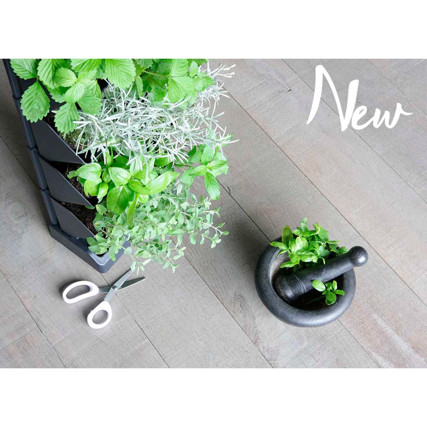 Pack de 2 Maceteros Verticales Prosperplast Mini Cascade de Plástico Blanco (19.5 x 11.4 x 47.5 cm) + 2 Tijeras de Jardín_4