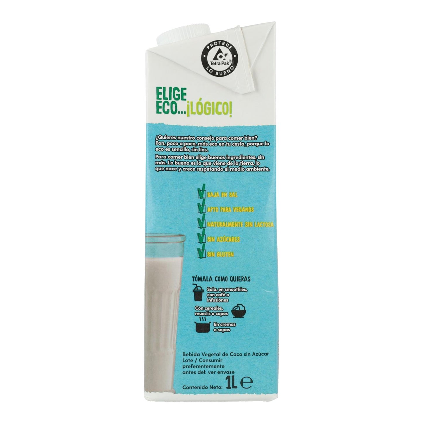 Bebida Vegetal De Coco Sin Azúcar Bio Ecocesta 1L