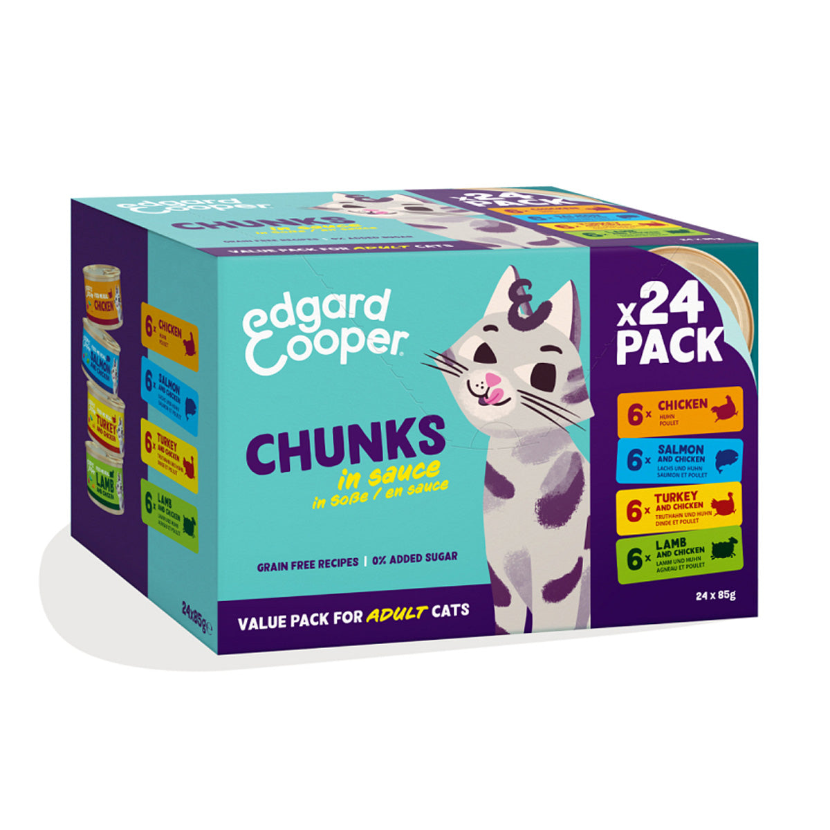 Multipack 24 x 85 g Trocitos en salsa Comida Húmeda Edgard & Cooper