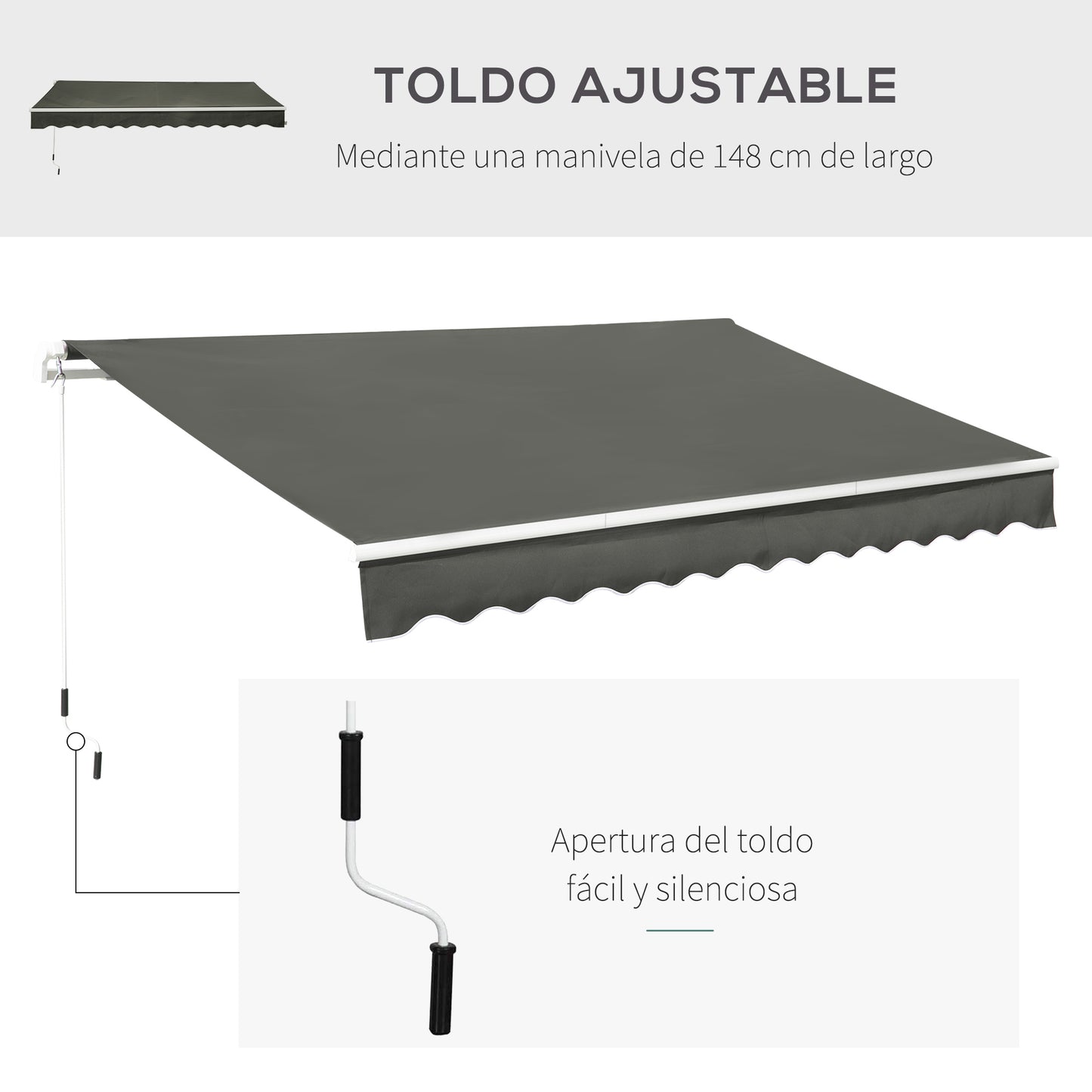 Outsunny Toldo Manual Retráctil 350x250 Cm_5