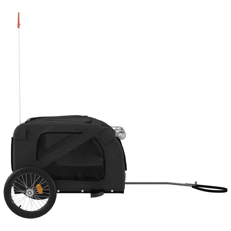 Vidaxl Remolque De Bicicleta Mascotas Hierro Tela Oxford Negro_5
