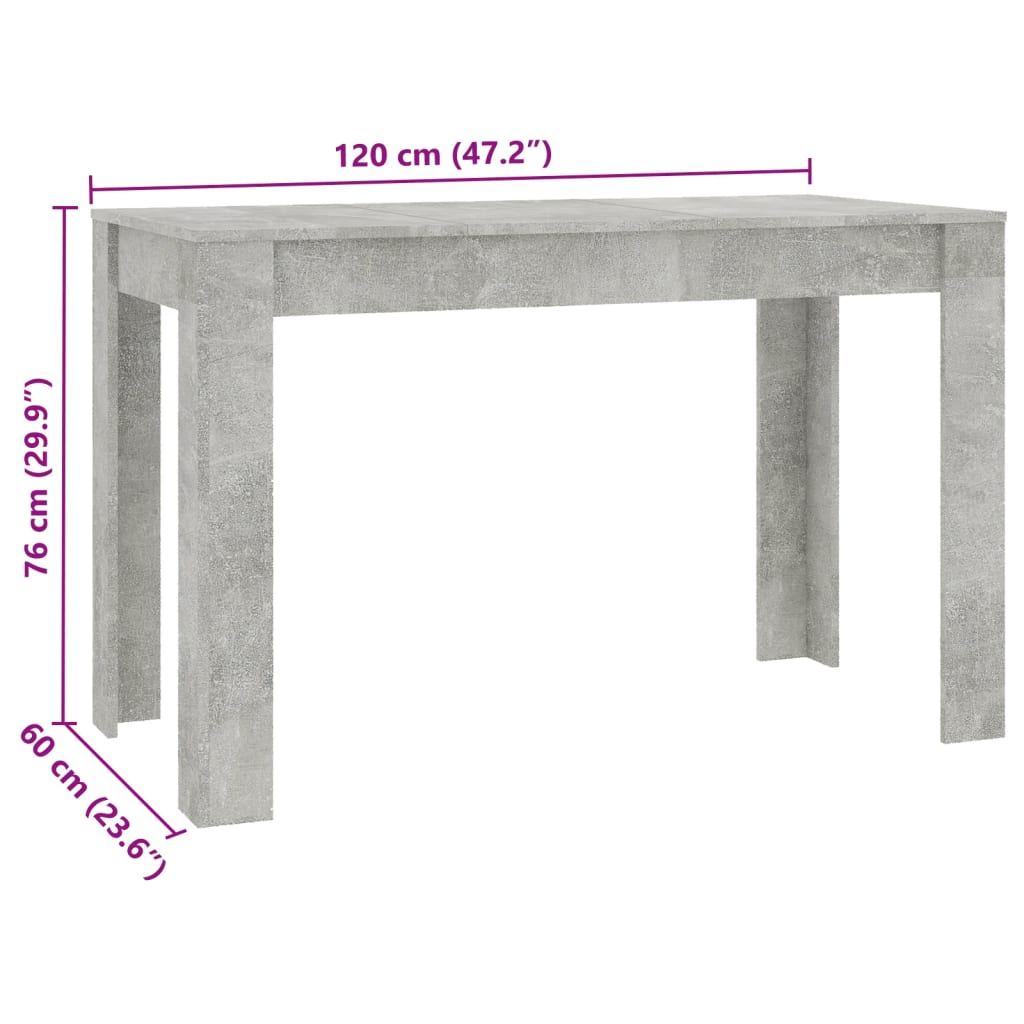 Mesa De Comedor De Madera De Ingeniería Gris 120x60x76 Cm_4