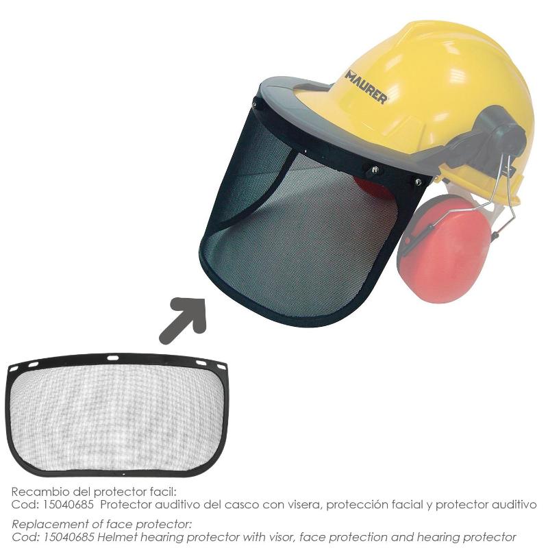 Recambio Protector Facial Para Casco Con Visera, Protector Facial De Rejilla Y Protector Auditivo Maurer Modelo 99790_1