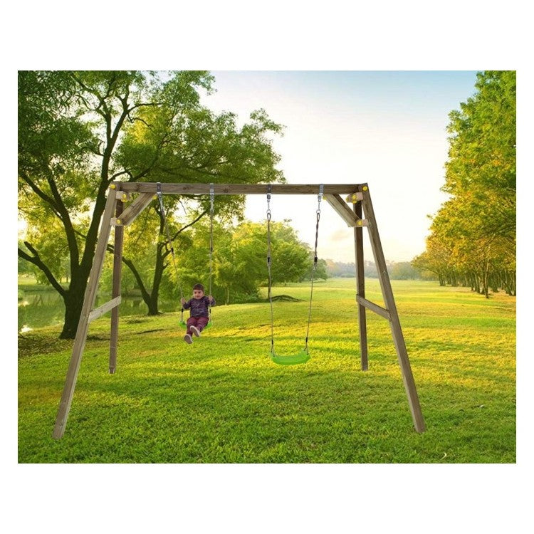 Columpio Doble De Madera Cuadrada Masgames Xylo Xl.