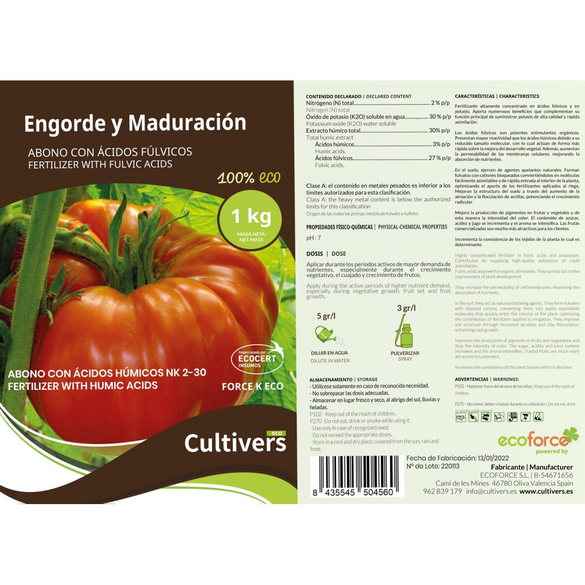 Abono Engorde Y Maduración Cultivers 1 Kg_3