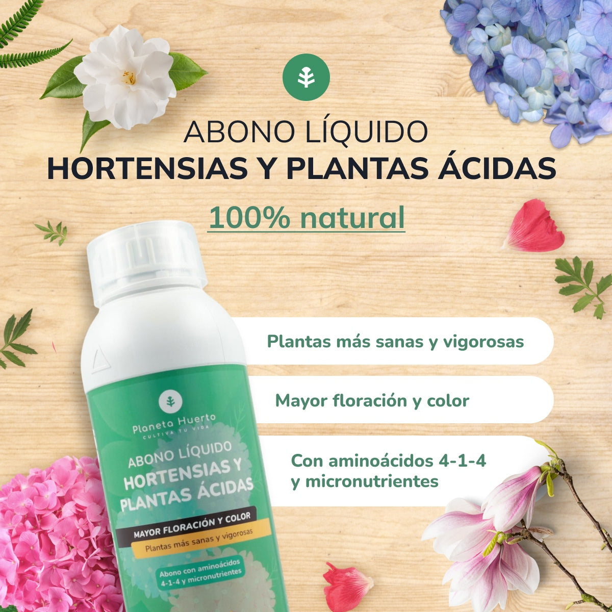 Abono Líquido Hortensias y Plantas Ácidas Planeta Huerto 1 l