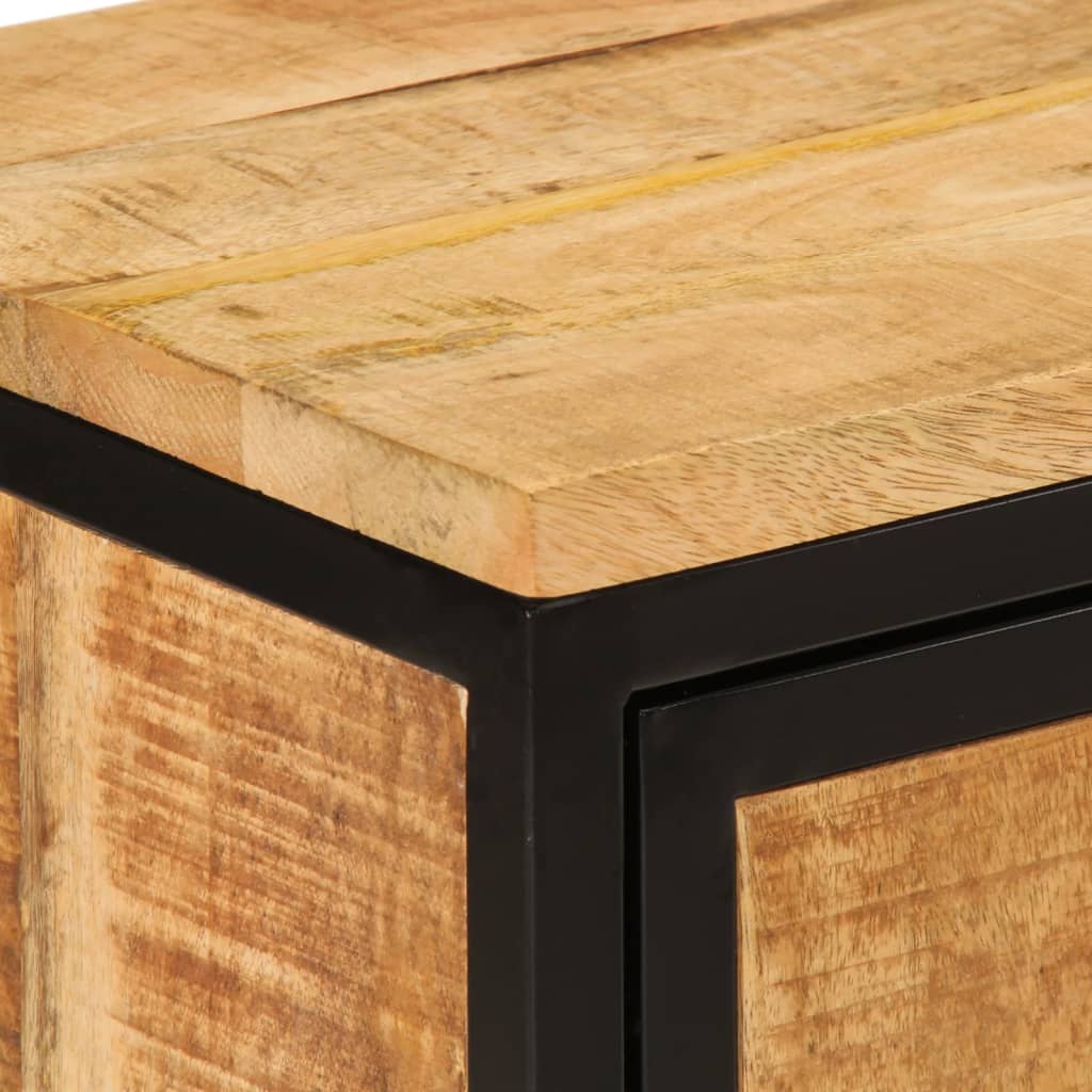 Mesita De Noche De Madera Maciza De Mango Rugosa 40x30x52,5 Cm_4