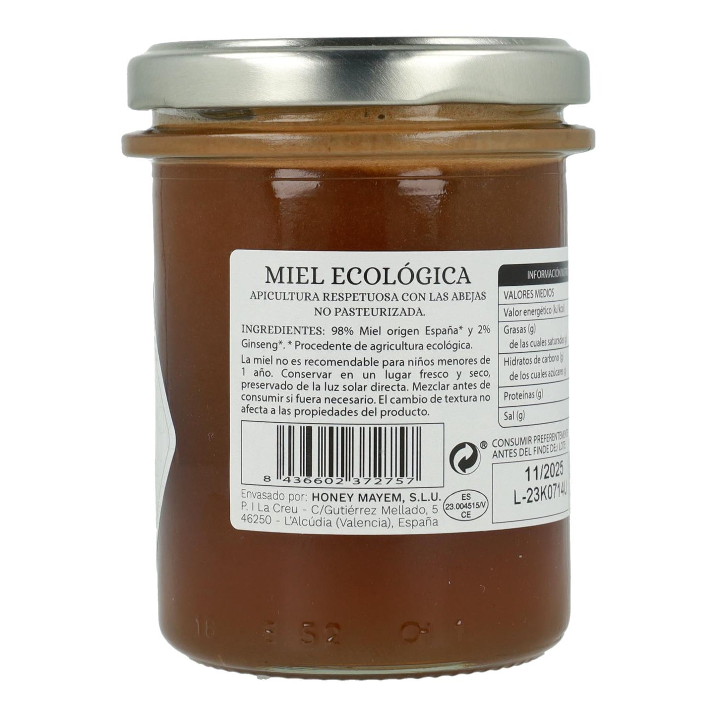 Miel con ginseng bio Mayem 275 g