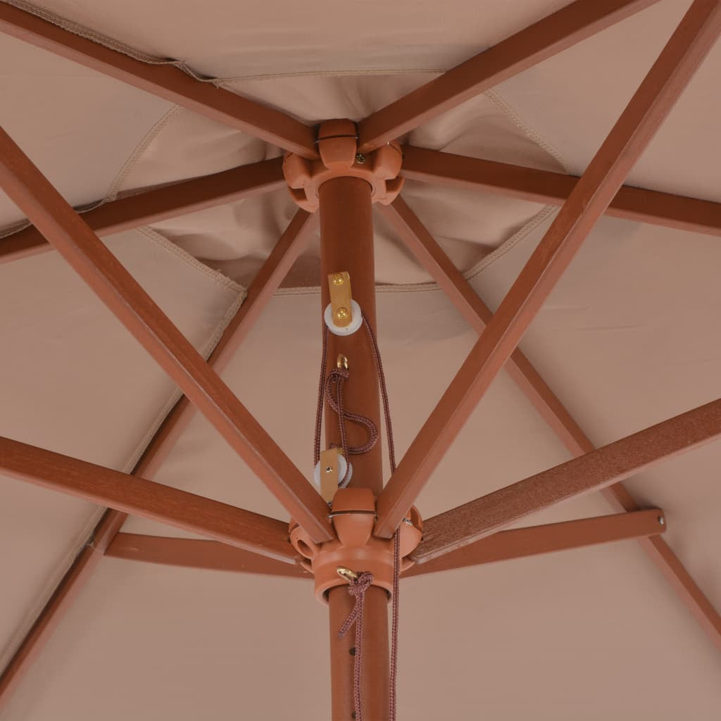 Vidaxl Sombrilla De Jardín Con Palo De Madera Gris Taupe 270 Cm_4