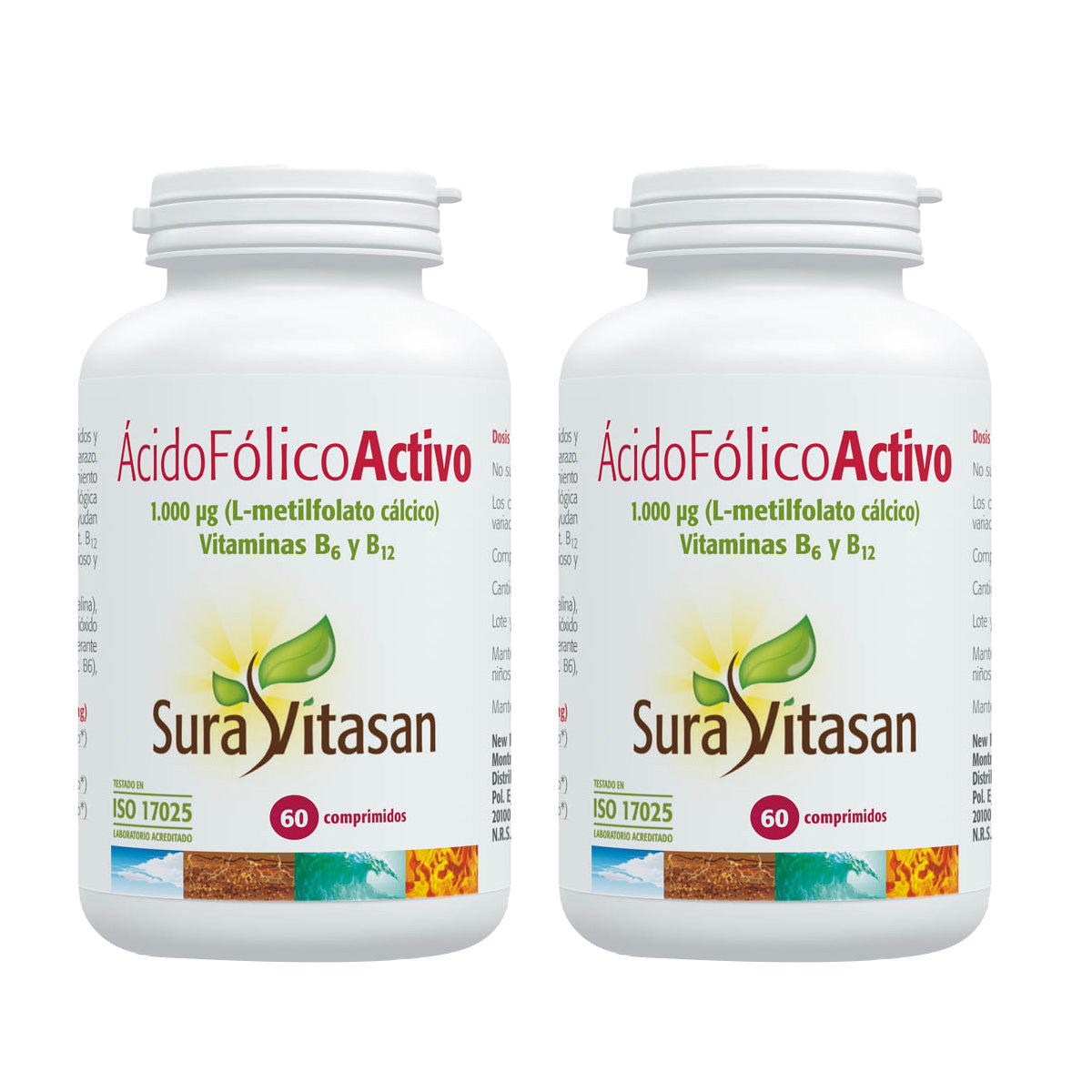 Pack 2x Ácido Fólico Activo 1000 Microgramos, Sura Vitasan, 60 comprimidos