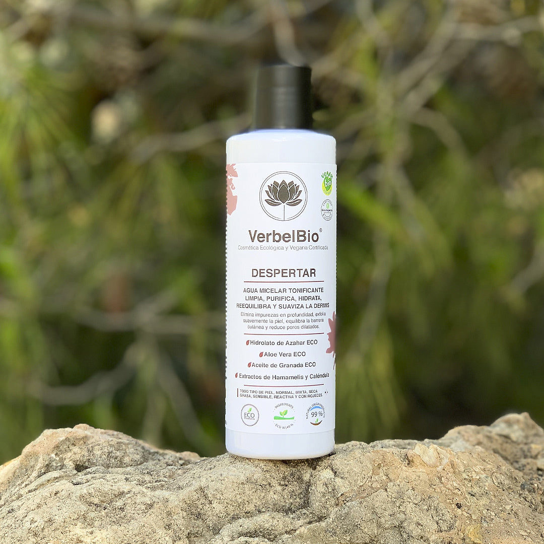 Verbelbio Despertar - Agua Micelar / Tónico Facial ECO. Purificante y Calmante. Con Azahar, Caléndula y Hamamelis.