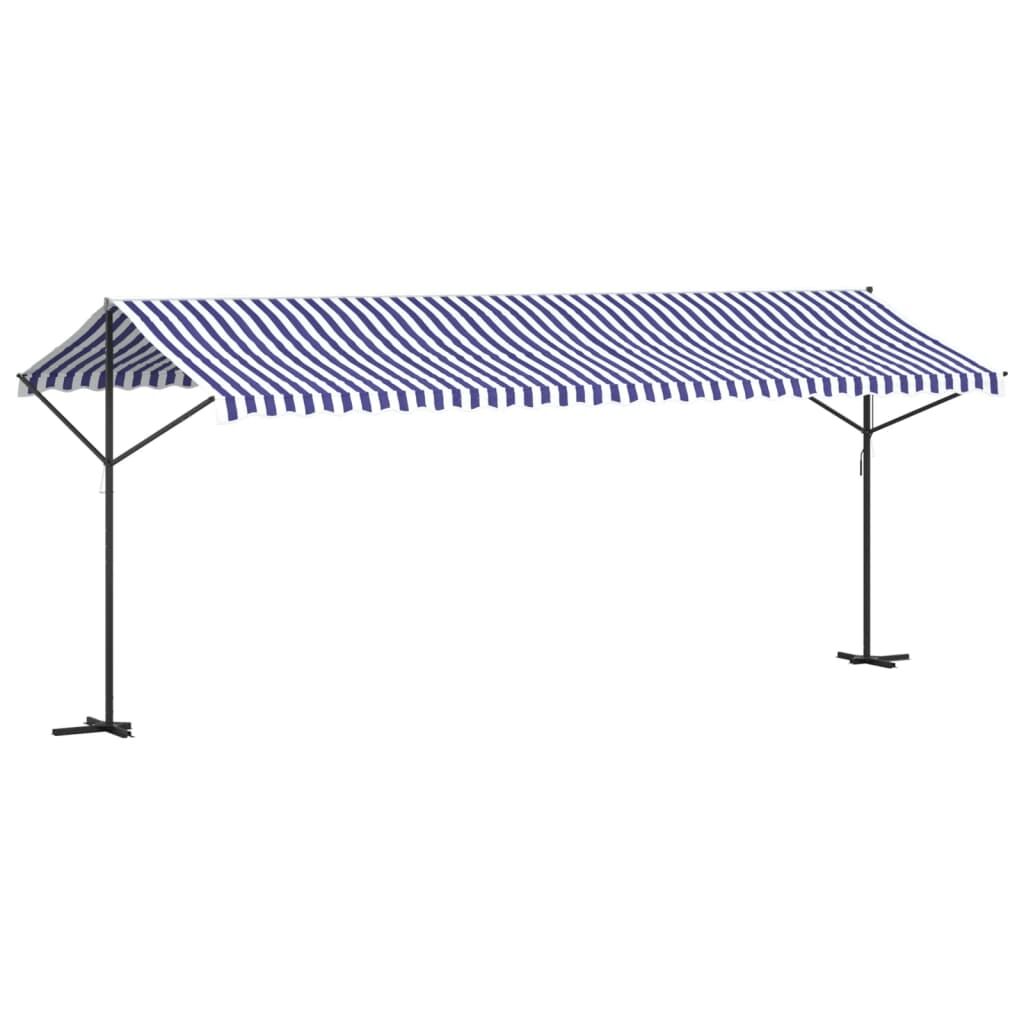 Vidaxl Toldo De Pie Tela Y Acero Azul Y Blanco 600x300 Cm_4