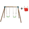 Columpio Doble De Madera Redonda Masgames Kadi L + Asiento Bebe.