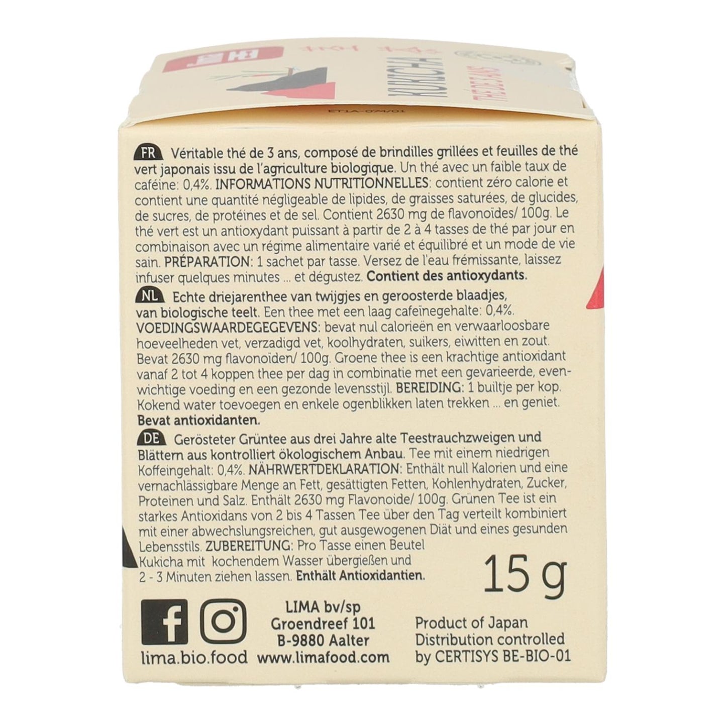 Té kukicha 3 años ECO Lima 10 sobres