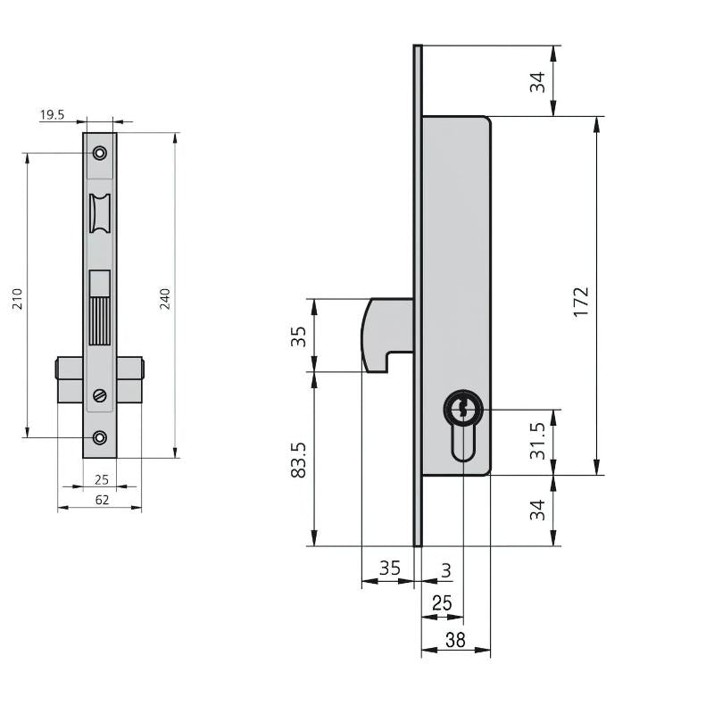 Cerradura Cvl 1990a25/5   Carpinteria Metálica