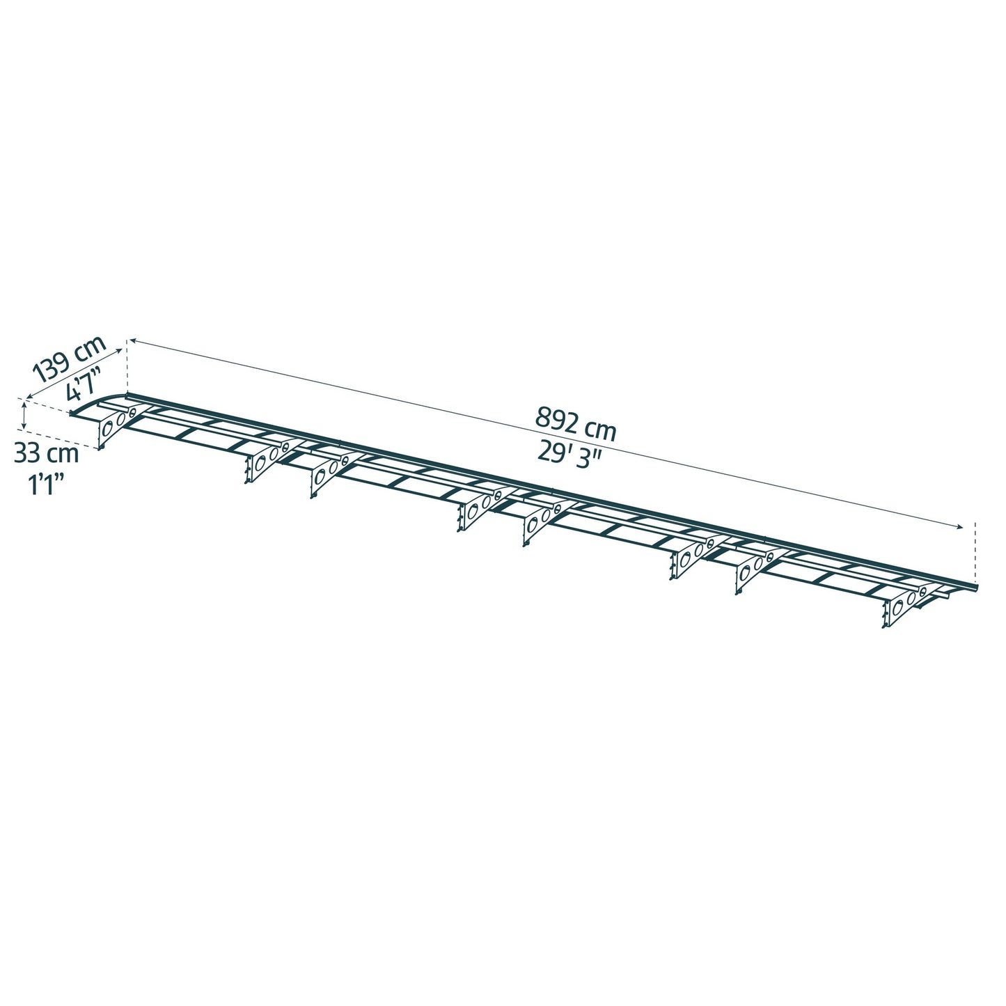 Marquesina para puerta Herald 892x140 cm