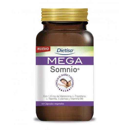 Mega Somnio melatonina 1,8 mg y triptófano Dietisa, 60 cápsulas vegetales
