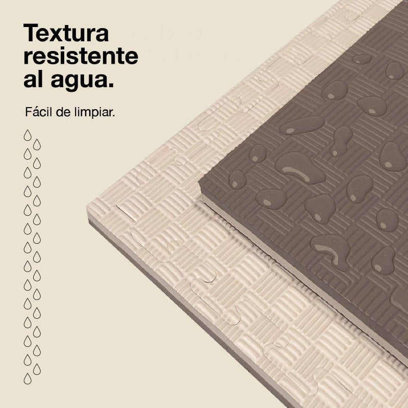 Jowy Tatami Puzzle 2cm 100x100cm, Pack 4 Unidades – Superficie 5 Líneas Gris/blanco