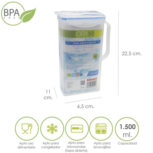 Jarra Plastico Cuadrada 1.500 Ml. 22.5x15x8 (alt) Cm.
